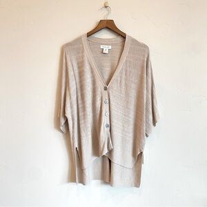 RACHEL ZOE Oversized Short Sleeve Lightweight Sweater Cardigan Button Up